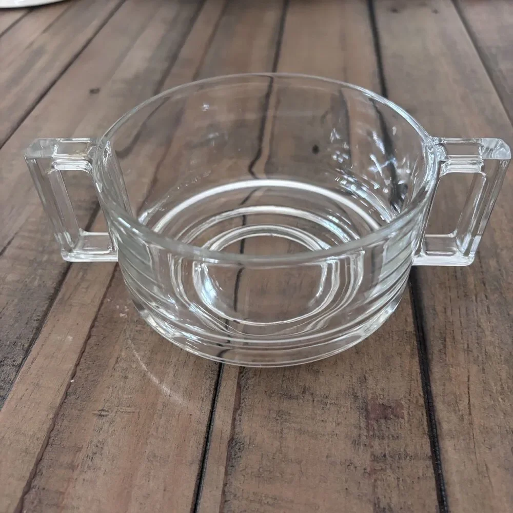 Arno Italy Joe Colombo Glass Footed Soup Bowl Mug Stackable Double Handles